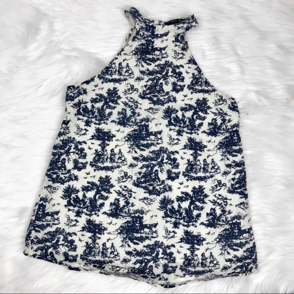 Doe & Rae Woven Open Back Snap Neck Halter Small